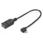 DIGITUS USB 2.0 Adapterkabel, OTG, Typ Micro B - A M/F, 15 cm, USB 2.0 konform, rechtwinklig, Schwarz