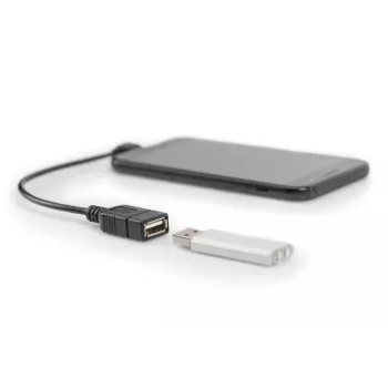 DIGITUS USB 2.0 Adapterkabel, OTG, Typ Micro B - A M/F, 15 cm, USB 2.0 konform, rechtwinklig, Schwarz
