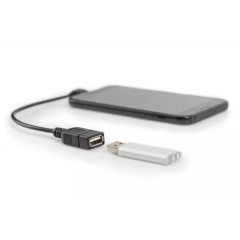 DIGITUS USB 2.0 Adapterkabel, OTG, Typ Micro B - A M/F, 15 cm, USB 2.0 konform, rechtwinklig, Schwarz