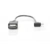DIGITUS USB 2.0 Adapterkabel, OTG, Typ Micro B - A M/F, 15 cm, USB 2.0 konform, rechtwinklig, Schwarz