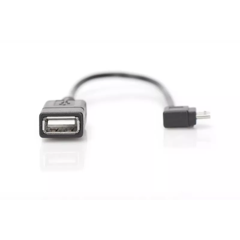 DIGITUS USB 2.0 Adapterkabel, OTG, Typ Micro B - A M/F, 15 cm, USB 2.0 konform, rechtwinklig, Schwarz
