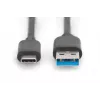 DIGITUS DIGITUS USB Typ-C-Anschlusskabel, Typ C auf A M/M, 1m SuperSpeed schwarz