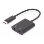 DIGITUS USB Type-C Splitterkabel, Typ C – 3,5 mm + Typ C M/F/F, 20 cm Schwarz