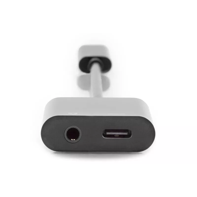 DIGITUS USB Type-C Splitterkabel, Typ C – 3,5 mm + Typ C M/F/F, 20 cm Schwarz