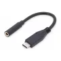 DIGITUS USB Type-C Audio-Adapterkabel, Type-C - 3,5 mm M/F, 20 cm, Audio-Eingang/Ausgang, Version 3.1, CE, schwarz
