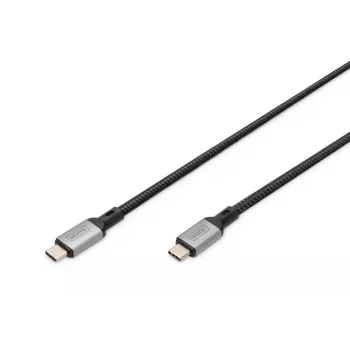 DIGITUS USB 4 Verbindungskabel, TypeC auf TypeC, Aluminiumgehäuse, PP-Geflecht, 8K@60Hz, PD3.0, 40 Gbit/s, 1m, schwarz
