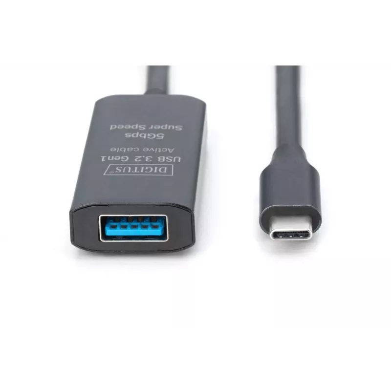 DIGITUS Aktives USB-C-Verlängerungskabel – 5G USB 3.2 Gen1 USB-C – USB-A (M/F) – 5 m