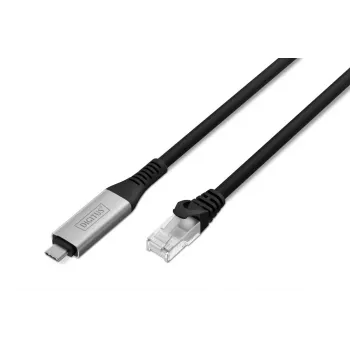 DIGITUS USB-C 3.2 Gen1 - RJ45 Ethernet-Kabel - CAT6a S/FTP Schwarz - 10m
