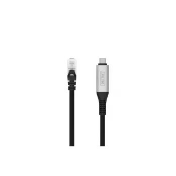 DIGITUS USB-C 3.2 Gen1 - RJ45 Ethernet-Kabel - CAT6a S/FTP Schwarz - 10m
