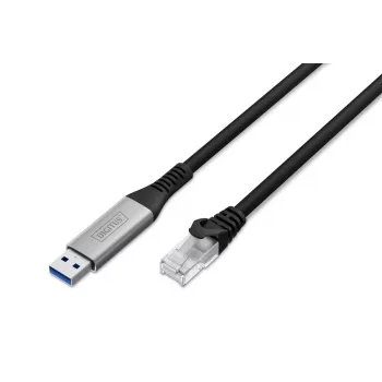DIGITUS USB 3.2 Gen1 - RJ45 Ethernetkabel - CAT6a S/FTP Schwarz - 2m