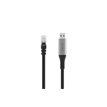 DIGITUS USB 3.2 Gen1 - RJ45 Ethernetkabel - CAT6a S/FTP Schwarz - 2m
