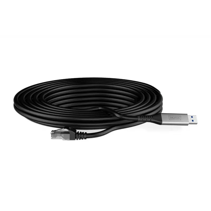 DIGITUS USB 3.2 Gen1 - RJ45 Ethernetkabel - CAT6a S/FTP Schwarz - 2m