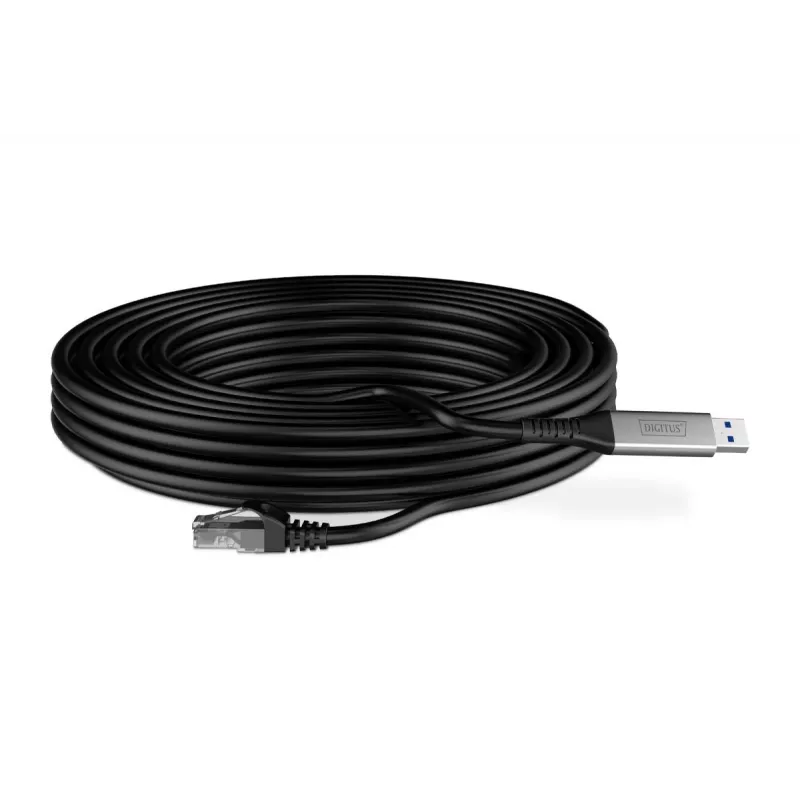 DIGITUS USB 3.2 Gen1 - RJ45 Ethernet-Kabel - CAT6a S/FTP Schwarz - 10m