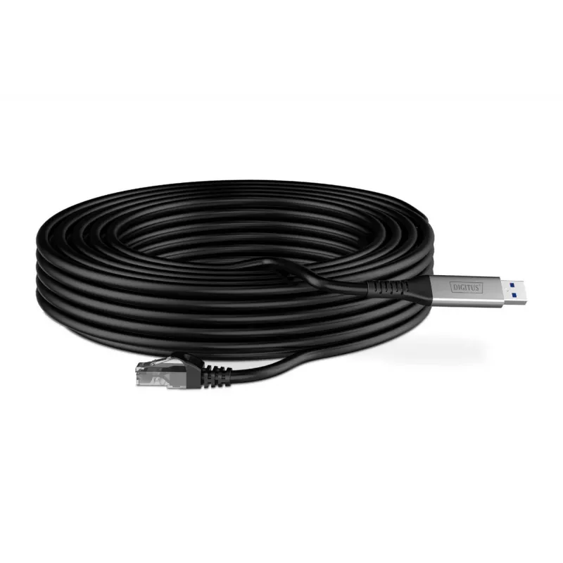 DIGITUS USB 3.2 Gen1 - RJ45 Ethernet-Kabel - CAT6a S/FTP Schwarz - 15m