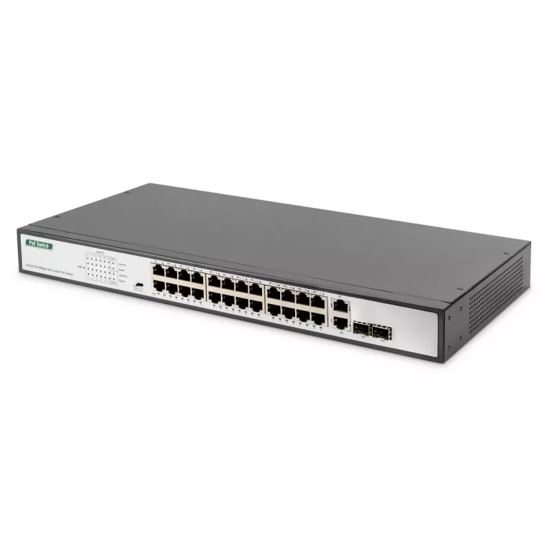 DIGITUS 24-Port Fast Ethernet PoE Switch 2G Combo TP/SFP 390W