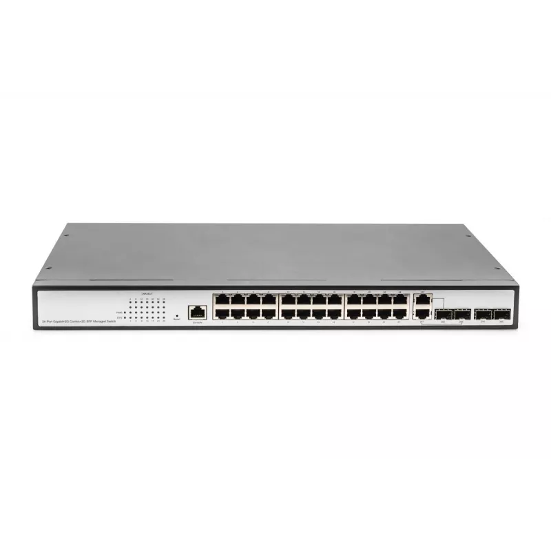 DIGITUS L2 verwalteter Gigabit-Ethernet-Switch 24-Port + 2 Combo- und 2 SFP-Uplink-Ports