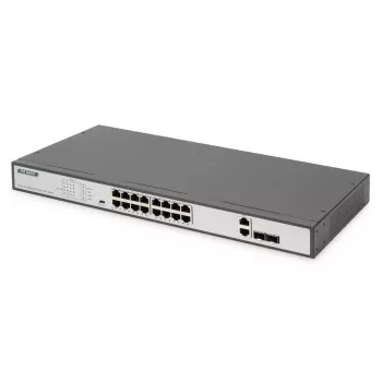 DIGITUS Fast Ethernet PoE Switch 16-Port PoE + 2 Combo. 250 W PoE-Budget