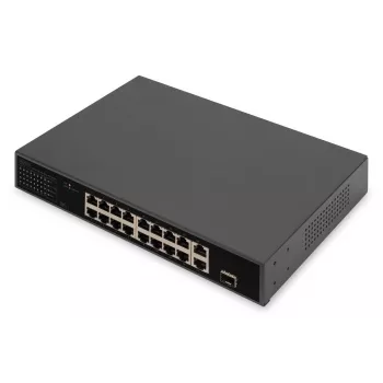 DIGITUS PoE-Switch 16 Port 10/100 Mbit/s 16 x 10/100 Mbit/s PoE RJ45-Ports, 1x GE RJ45, 1x SFP