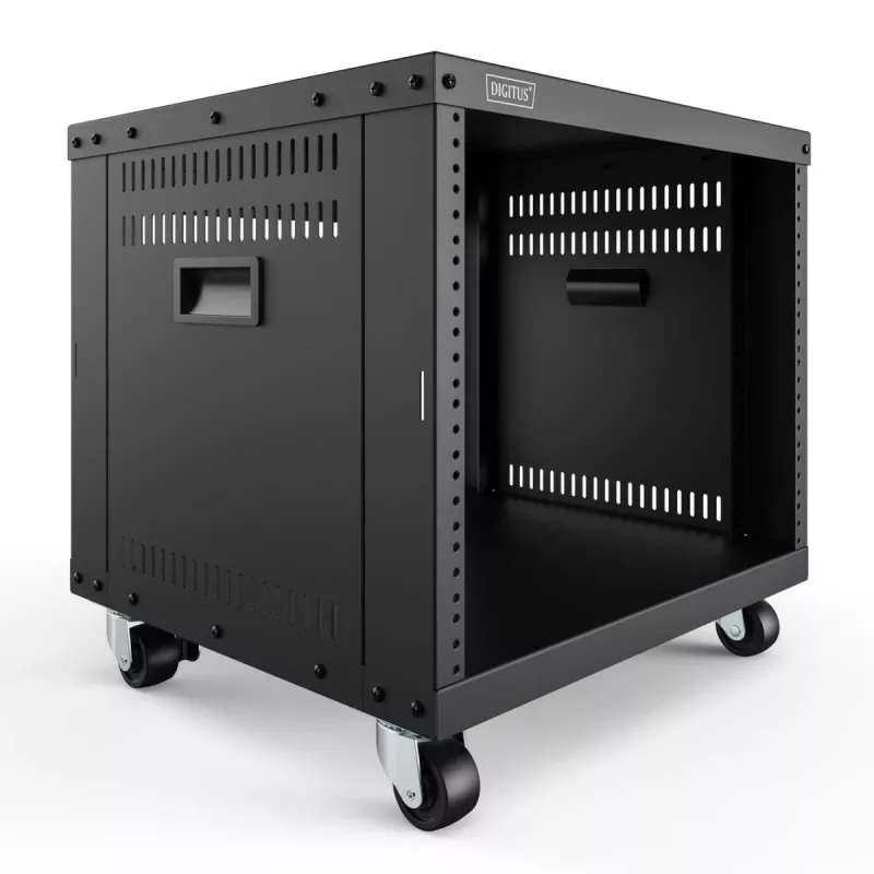 DIGITUS 8U AVS-Rack 420x507x460mm Gewindebohrungen Rollen schwarz