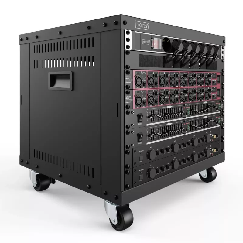 DIGITUS 8U AVS-Rack 420x507x460mm Gewindebohrungen Rollen schwarz