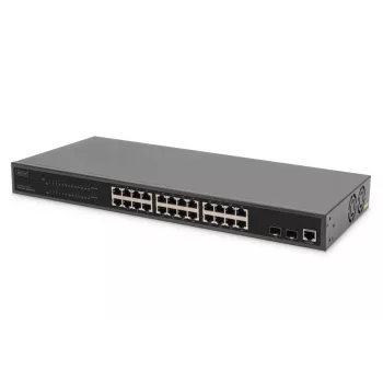 DIGITUS Gigabit Ethernet Switch mit PoE-Injektor 24 Port L2 Managed 2 SFP Upload