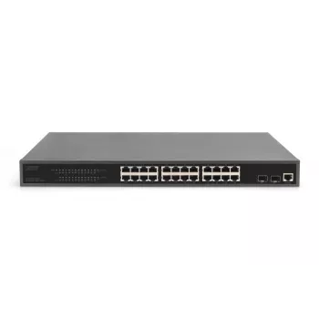 DIGITUS Gigabit Ethernet Switch mit PoE-Injektor 24 Port L2 Managed 2 SFP Upload