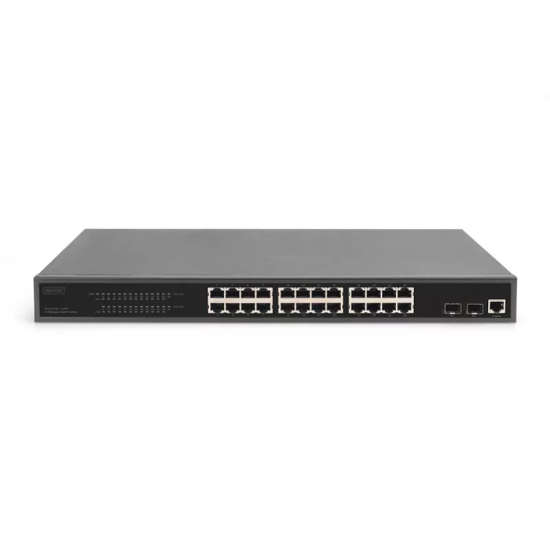 DIGITUS Gigabit Ethernet Switch mit PoE-Injektor 24 Port L2 Managed 2 SFP Upload