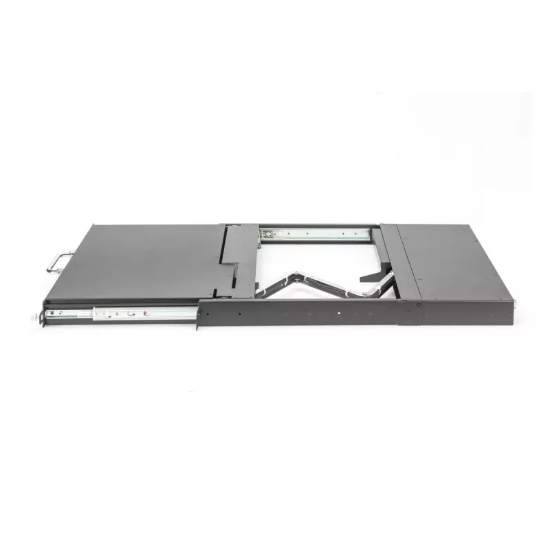 Modulare DIGITUS HD LCD TFT Konsole mit 1-Port-KVM, RAL 9005 schwarz - GE-Tastatur