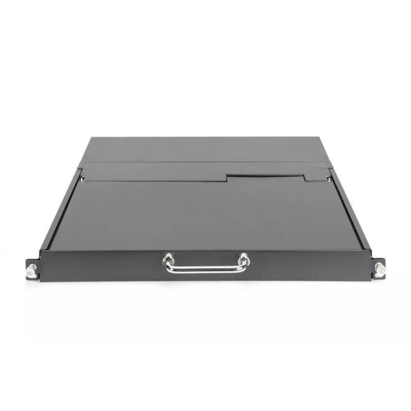Modulare DIGITUS HD LCD TFT Konsole mit 1-Port-KVM, RAL 9005 schwarz - GE-Tastatur