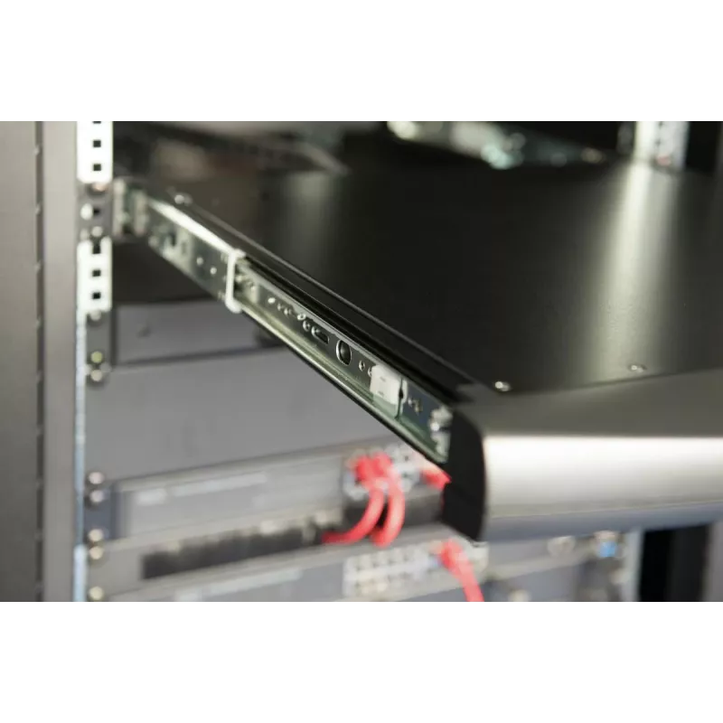 Modulare DIGITUS HD LCD TFT Konsole mit 1-Port-KVM, RAL 9005 schwarz - GE-Tastatur