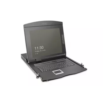 DIGITUS DS-72221-2GE modulare 19-Zoll (48,3 cm) Full-HD-LCD-KVM-Konsole, 8-Port VGA KVM, Touchpad, deutsche Tastatur