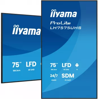 iiyama LH7575UHS-B2AG Signage Display Digital Signage Flachbildschirm 190,5 cm (75 Zoll) LCD Wi-Fi 500 cd/m² 4K Ultra HD Schwarz Integrierter Prozessor Android 11 24/7