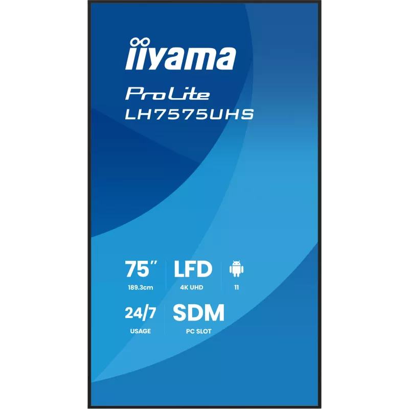 iiyama LH7575UHS-B2AG Signage Display Digital Signage Flachbildschirm 190,5 cm (75 Zoll) LCD Wi-Fi 500 cd/m² 4K Ultra HD Schwarz Integrierter Prozessor Android 11 24/7