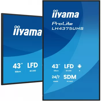 iiyama LH4375UHS-B2AG Signage Display Digital Signage Flachbildschirm 108 cm (42,5 Zoll) LCD Wi-Fi 500 cd/m² 4K Ultra HD Schwarz Integrierter Prozessor Android 11 24/7