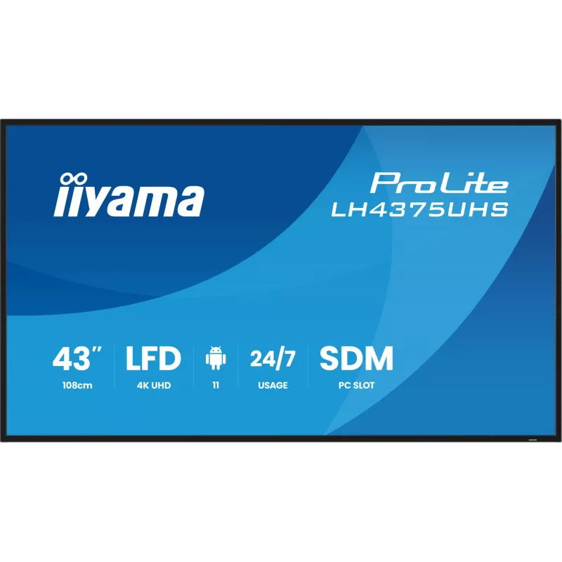 iiyama LH4375UHS-B2AG Signage Display Digital Signage Flachbildschirm 108 cm (42,5 Zoll) LCD Wi-Fi 500 cd/m² 4K Ultra HD Schwarz Integrierter Prozessor Android 11 24/7