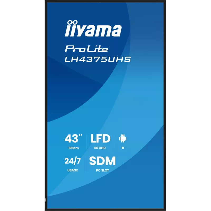 iiyama LH4375UHS-B2AG Signage Display Digital Signage Flachbildschirm 108 cm (42,5 Zoll) LCD Wi-Fi 500 cd/m² 4K Ultra HD Schwarz Integrierter Prozessor Android 11 24/7