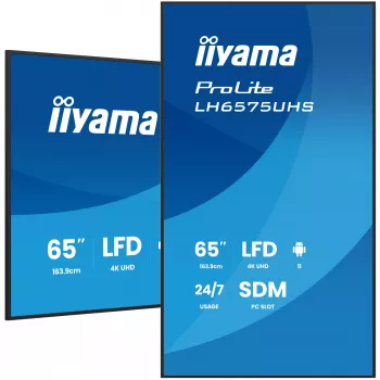iiyama LH6575UHS-B2AG Signage Display Digital Signage Flachbildschirm 163,8 cm (64,5 Zoll) LCD Wi-Fi 500 cd/m² 4K Ultra HD Schwarz Integrierter Prozessor Android 11 24/7