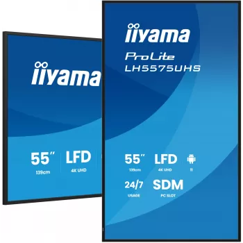 iiyama LH5575UHS-B2AG Signage Display Digital Signage Flachbildschirm 138,7 cm (54,6 Zoll) LCD Wi-Fi 500 cd/m² 4K Ultra HD Schwarz Integrierter Prozessor Android 11 24/7