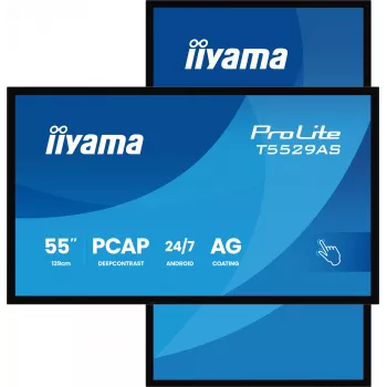 iiyama T5529AS-B1AG Signage Display Kiosk-Design 138,7 cm (54,6 Zoll) LED Wi-Fi 450 cd/m² 4K Ultra HD Schwarz Touchscreen Integrierter Prozessor Android 24/7