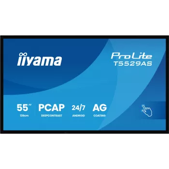 iiyama T5529AS-B1AG Signage Display Kiosk-Design 138,7 cm (54,6 Zoll) LED Wi-Fi 450 cd/m² 4K Ultra HD Schwarz Touchscreen Integrierter Prozessor Android 24/7