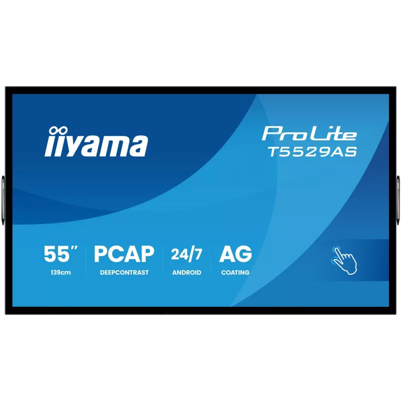 iiyama T5529AS-B1AG Signage Display Kiosk-Design 138,7 cm (54,6 Zoll) LED Wi-Fi 450 cd/m² 4K Ultra HD Schwarz Touchscreen Integrierter Prozessor Android 24/7