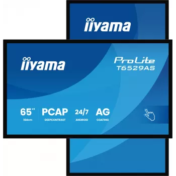 iiyama T6529AS-B1AG Signage Display Kiosk Design 163,8 cm (64,5 Zoll) LED Wi-Fi 420 cd/m² 4K Ultra HD Schwarz Touchscreen Integrierter Prozessor Android 24/7