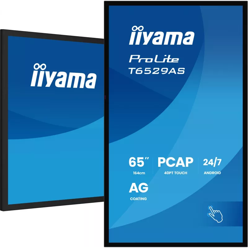iiyama T6529AS-B1AG Signage Display Kiosk Design 163,8 cm (64,5 Zoll) LED Wi-Fi 420 cd/m² 4K Ultra HD Schwarz Touchscreen Integrierter Prozessor Android 24/7