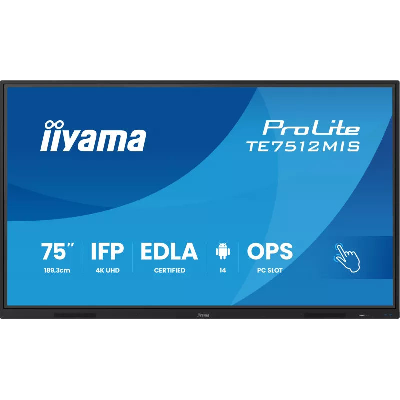 iiyama TE7512MIS-B4AG Signage Display Kiosk-Design 190,5 cm (75 Zoll) LCD Wi-Fi 400 cd/m² 4K Ultra HD Schwarz Touchscreen Integrierter Prozessor Android 24/7