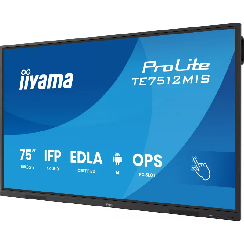 iiyama TE7512MIS-B4AG Signage Display Kiosk-Design 190,5 cm (75 Zoll) LCD Wi-Fi 400 cd/m² 4K Ultra HD Schwarz Touchscreen Integrierter Prozessor Android 24/7