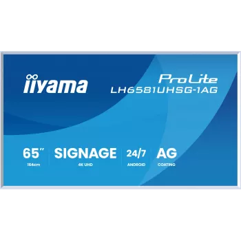 iiyama LH6581UHSG-1AG Signage Display Digital Signage Flachbildschirm 163,8 cm (64,5 Zoll) Wi-Fi 500 cd/m² 4K Ultra HD Weiß Integrierter Prozessor Android 24/7