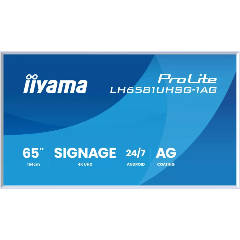 iiyama LH6581UHSG-1AG Signage Display Digital Signage Flachbildschirm 163,8 cm (64,5 Zoll) Wi-Fi 500 cd/m² 4K Ultra HD Weiß Integrierter Prozessor Android 24/7