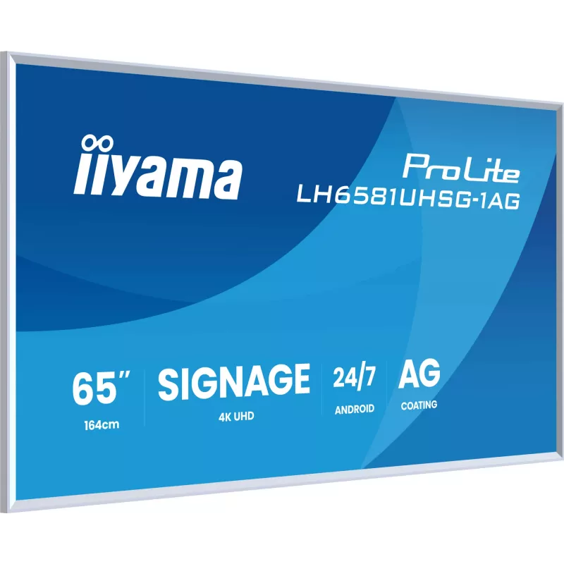 iiyama LH6581UHSG-1AG Signage Display Digital Signage Flachbildschirm 163,8 cm (64,5 Zoll) Wi-Fi 500 cd/m² 4K Ultra HD Weiß Integrierter Prozessor Android 24/7