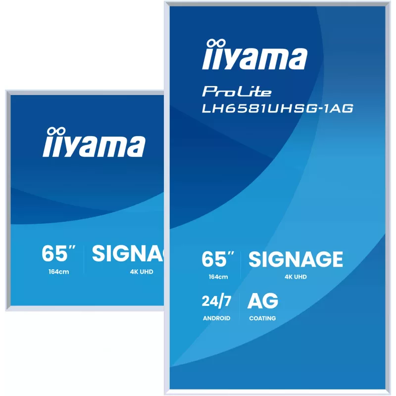 iiyama LH6581UHSG-1AG Signage Display Digital Signage Flachbildschirm 163,8 cm (64,5 Zoll) Wi-Fi 500 cd/m² 4K Ultra HD Weiß Integrierter Prozessor Android 24/7