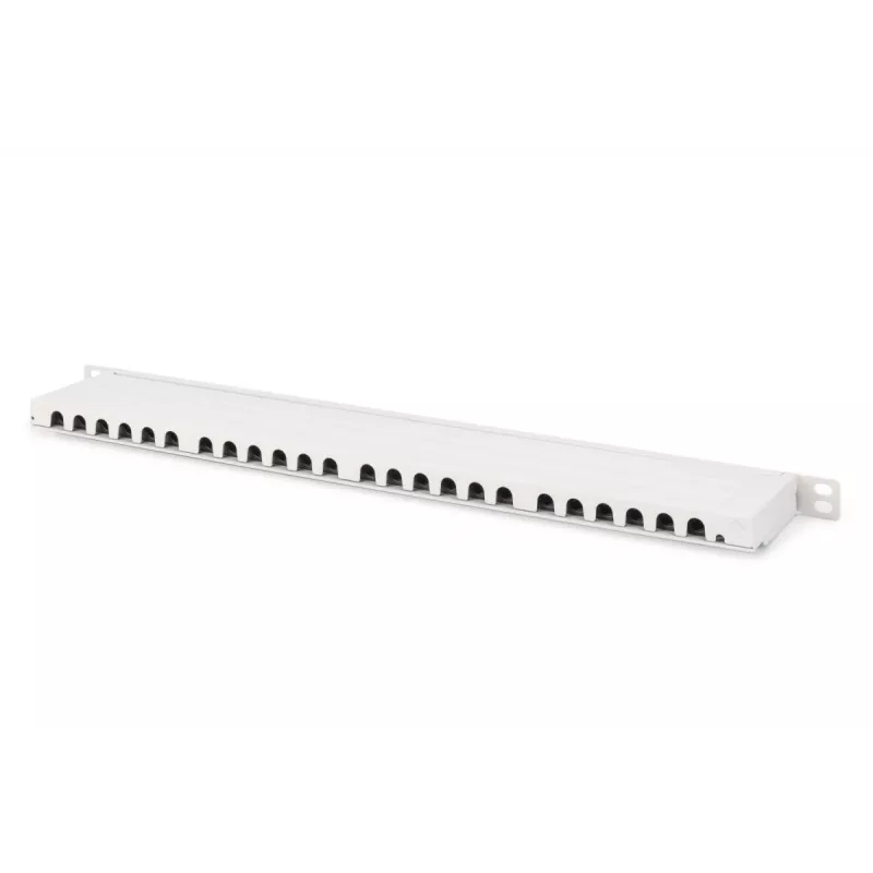 DIGITUS Patchpanel CAT6A EA geschirmt, 24-Port RJ45 Staubschutz, 8P8C, 0,5U, grau RAL 7035